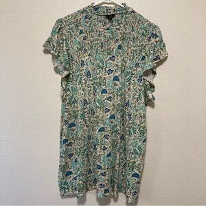 Torrid Floral Jersey Smocked Top Womens Cotton Modal Mock Neck Knit Sz 3